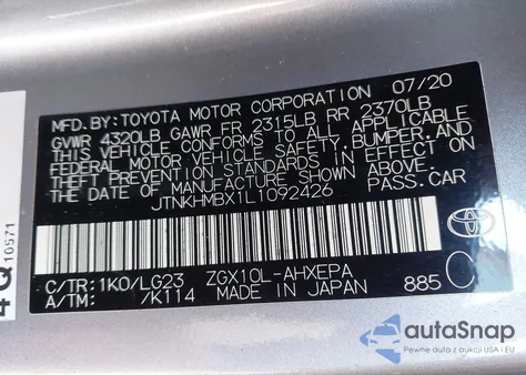 2020 Toyota C-Hr Limited из США, поврежденный, VIN JTNKHMBX1L1092426